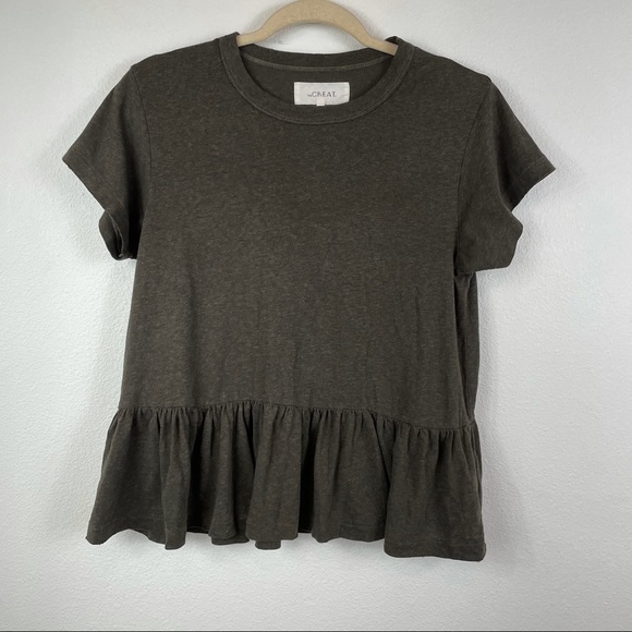 THE GREAT. Peplum Ruffle Tee Size 1 - Picture 2 of 12